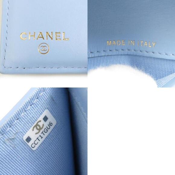 CHANEL Authentic Blue Caviar Leather Wallet